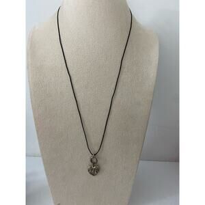 Floral heart, pendant, necklace, silver tone